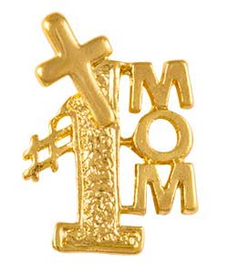 #1 Mom Pin with Cross Gold