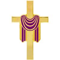Gold Cross and Purple Shroud  Easter Pin