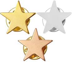 Gold, Silver or Bronze Star Lapel Pins