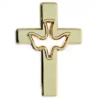 Gold Cross with Dove Confirmation Pin