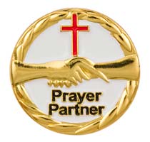 Prayer Partner Handshaking Pin W/ Cross Gold