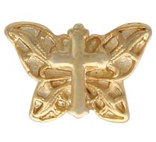 Gold Cross Butterfly Pin