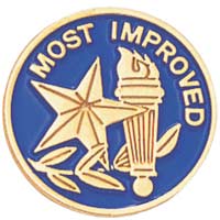 Most Improved Award Pin With Torch