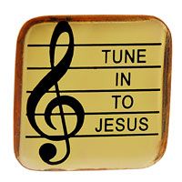 Tune in to Jesus Pin Gold