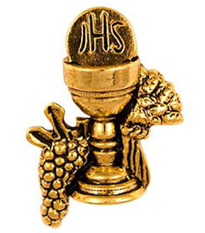 Communion Chalice & Bread Pin Gold Plated