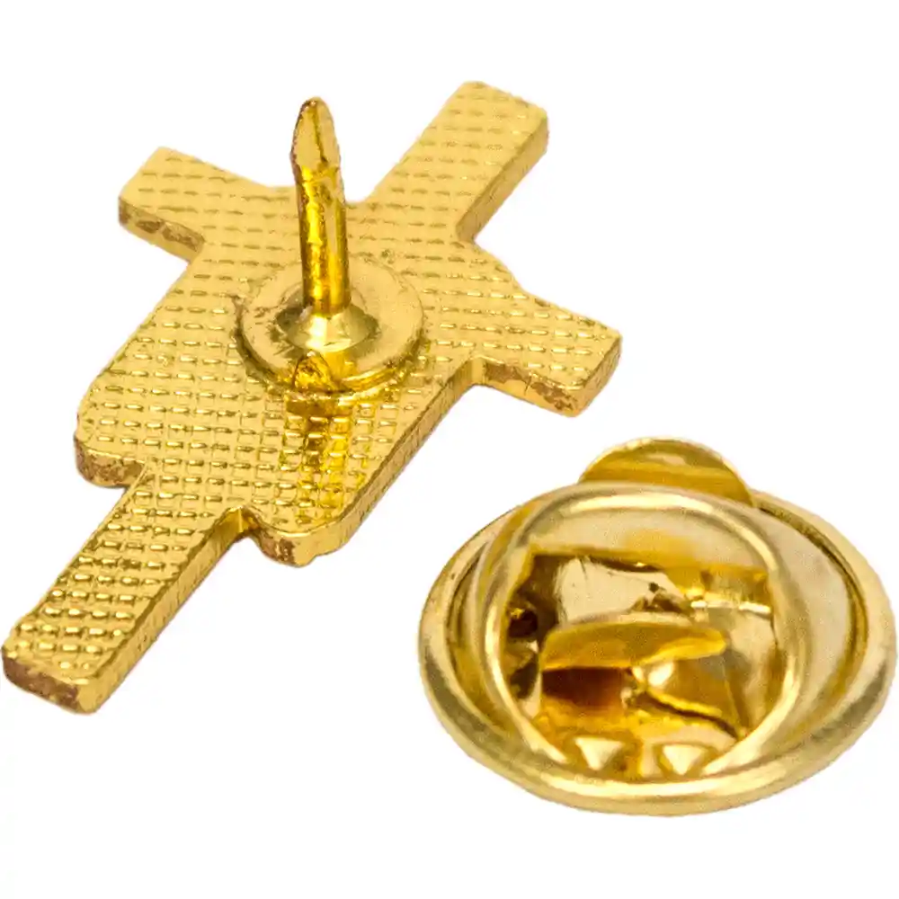 Easter Cross Pin with White Shroud on a Gold Cross - Front