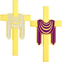 Easter Cross Pin Purple or White Draped Gold Cross