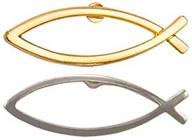 Christian Fish Pin, Ichthus Pin in Gold or Silver