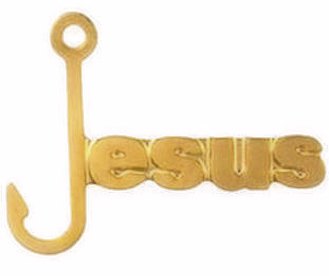 Jesus Fish Hook Pin Gold Plated