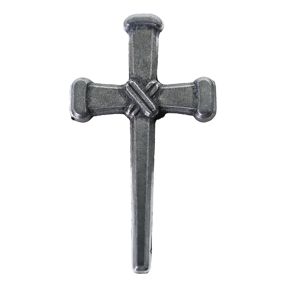 Nail Cross Lapel Pins Rough Pewter, Easter Cross