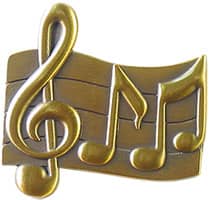 Music Staff and Notes Pin Gold