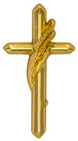 Gold Cross with Harvest Wheat Pin