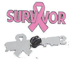  Breast Cancer Pink Survivor/Supporter Pin (Set of 2)