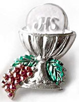 Holy Communion Bread & Wine Pin Silver