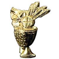 Holy Communion Bread & Chalice Pin Gold Plated