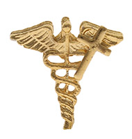 Caduceus Medical Lapel Pin With Cross