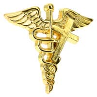 Caduceus Medical Lapel Pin With Cross