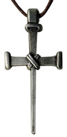 Rough Pewter Easter Nail Cross Pendant