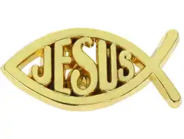Gold Jesus Fish Pin - Christian Fish Pin