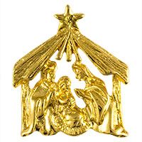 Christmas Manger Nativity Gold Pin