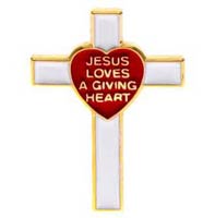 Jesus Giving Heart Appreciation Cross Pin