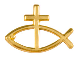 Gold Christian Fish with Cross Pin