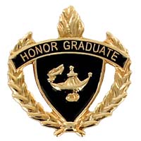 Honor Graduate Pin With Wreath Gold