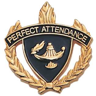 Perfect Attendance Pin With  Wreath