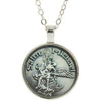 St. Michael Pendant Necklace Round