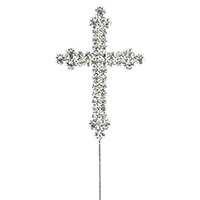 Rhinestone Budded Cross Cake Topper / Floral Pick