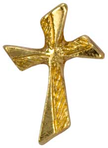 Twisted Gold Cross Lapel Pin