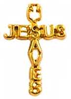 Jesus Saves Gold Cross Lapel Pin