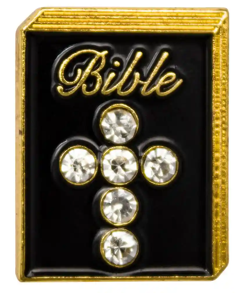 Crystal Cross Holy Bible Pin