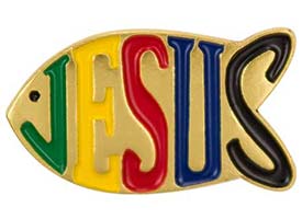 Jesus Fish Pin - Gold-Plated Christian Enamel Pin