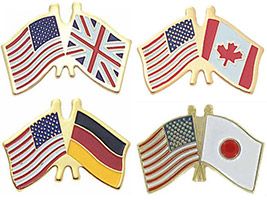 Friendship Country Crossed Flag Pins