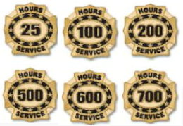 Hours of Service Pins 100,500,1000, 5000