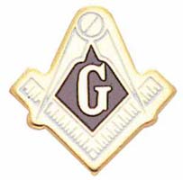 Masons Lapel Pin Gold & White