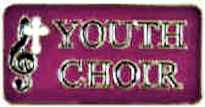 Youth Choir Pin, Cross Red Gold