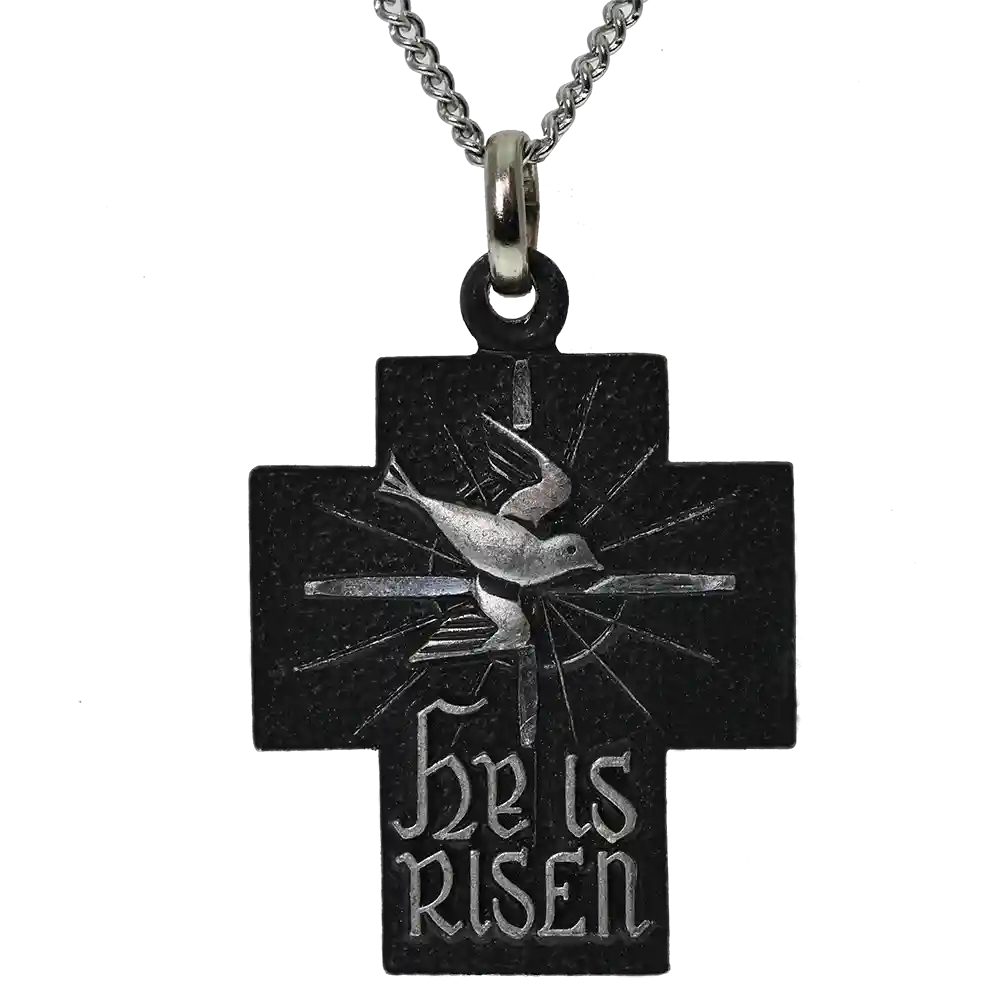 Risen Cross Pewter Necklace - Front