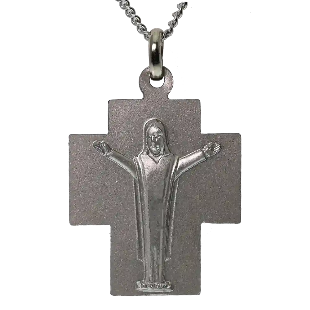 Risen Cross Pewter Necklace - Front