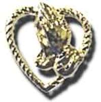 Praying Hands in Heart Pin Gold