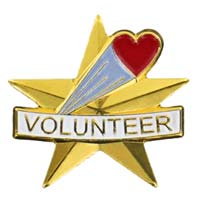Volunteer Star Lapel Pin w/ Red Heart
