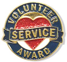 Volunteer  Service Heart Lapel Pin Gold 