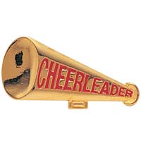 Cheerleader Megaphone Lapel Pin Gold Plated