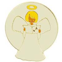 Singing Angel Lapel Pin White