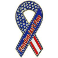 Freedom Isn't Free Ribbon American Flag Pin