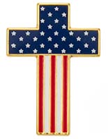 Cross American Flag Pin, Christian Patriotic Pins