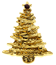 Gold Christmas Tree Pin With Christmas Star