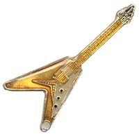 Gold V Electric Guitar Lapel Pin