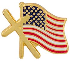 Cross and Flag Pin - American Flag Cross Pin